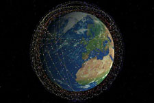Earth with satellites